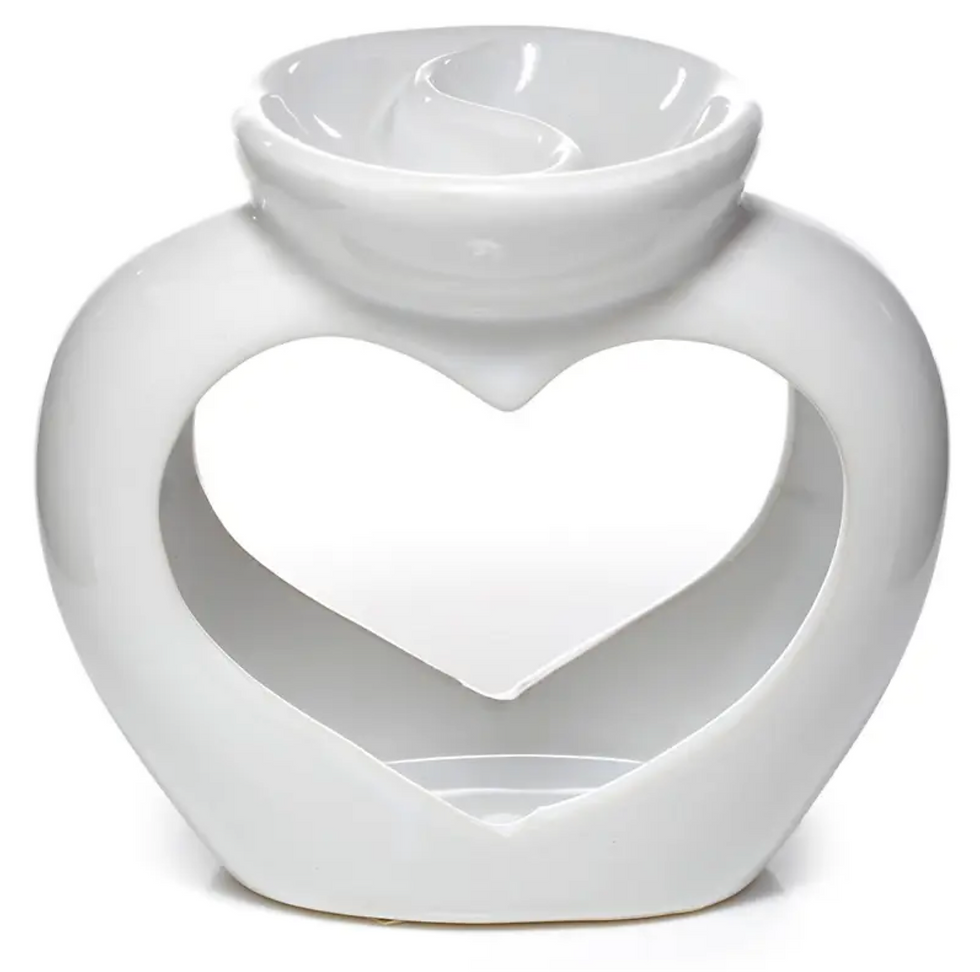 Thumbnail: Ceramic Heart Shaped Double Dish Oil and Wax Burner