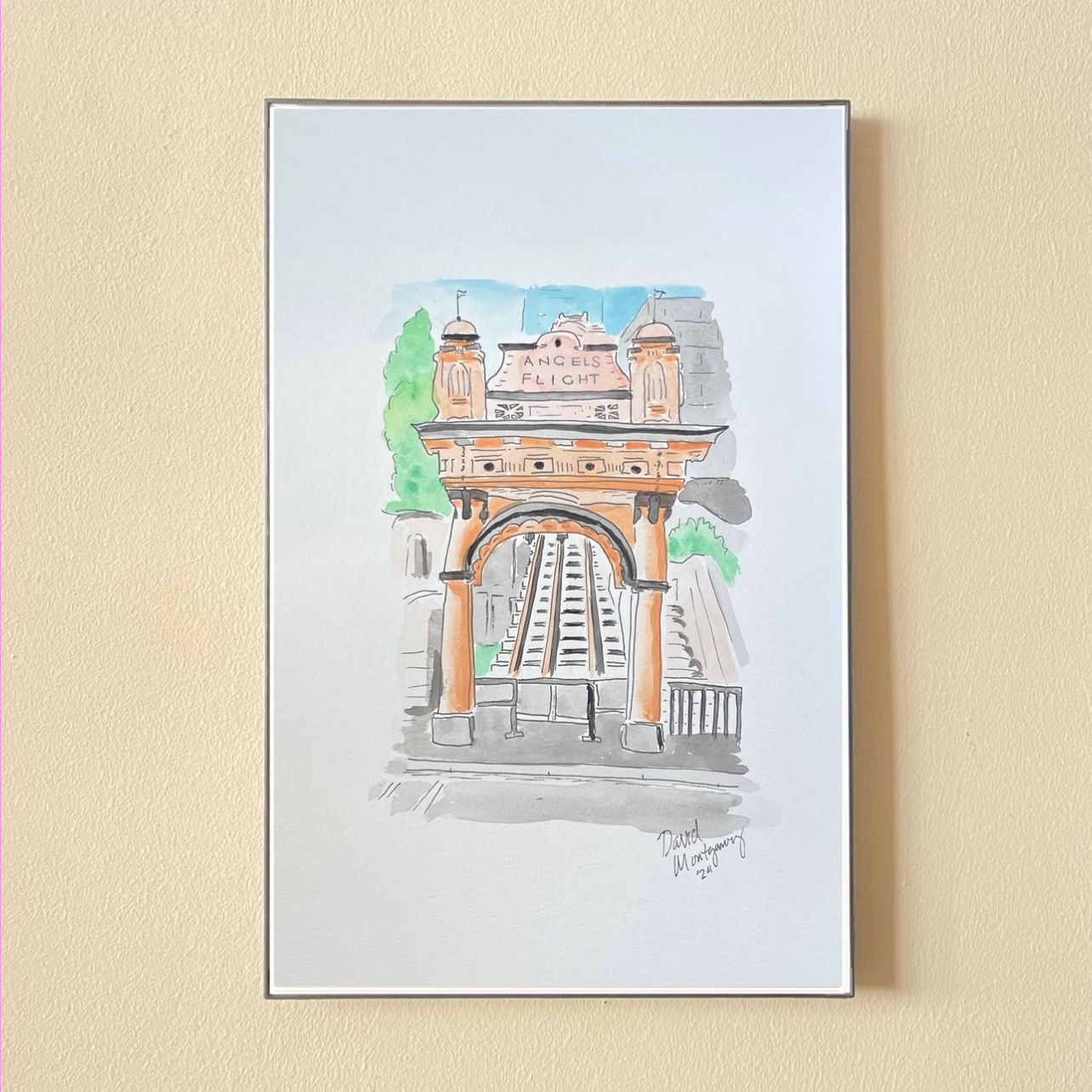 Angels Flight watercolor print 