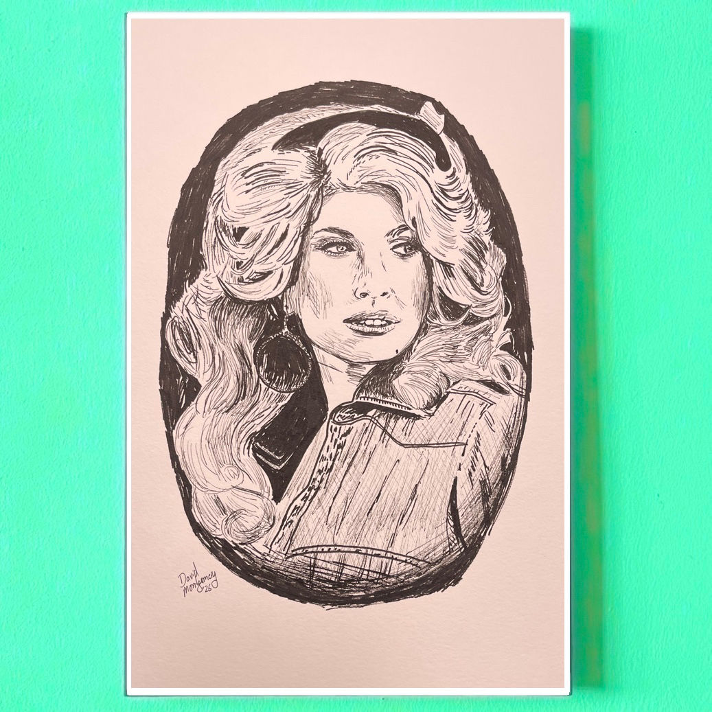 Dolly Parton ink drawing print 