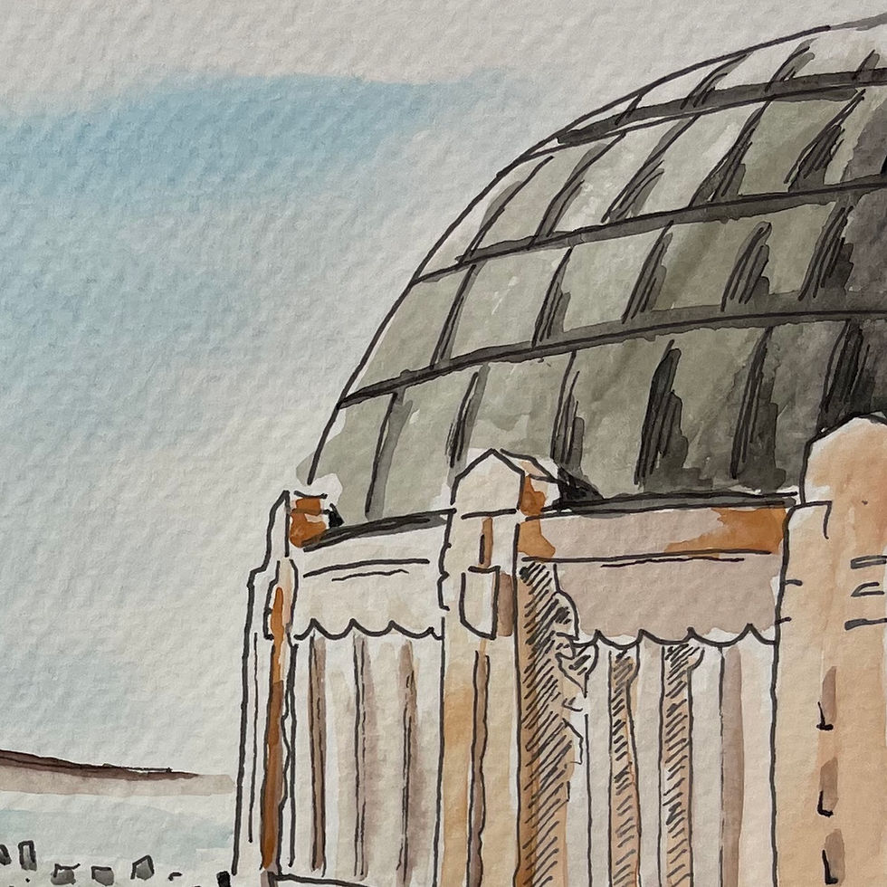 Thumbnail: Griffith Observatory watercolor print 