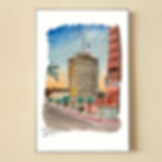 Capitol Records building watercolor print
