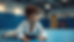 Eye-level view of a young child practicing Brazilian Jiu-Jitsu on a mat