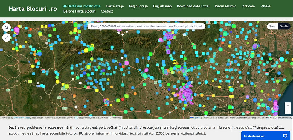 a história e os detalhes dos blocos residenciais em Bucareste e outras cidades.