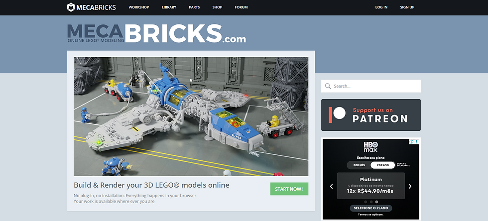 O Mecabricks é uma plataforma web gratuita voltada para projetar, renderizar e compartilhar construções tridimensionais detalhadas utilizando um catálogo virtual completo de peças LEGO.