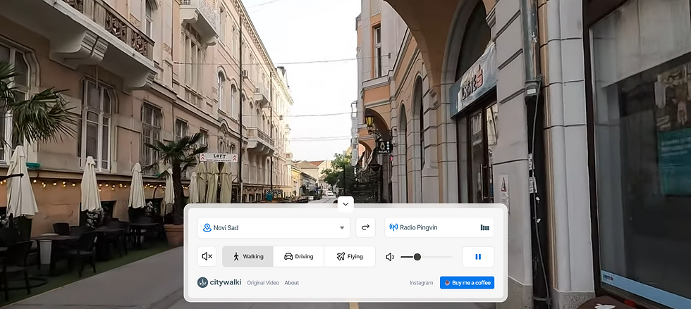 Plataforma de turismo virtual que transmite caminhadas em primeira pessoa e alta definição pelas ruas de diversas cidades do mundo com som ambiente real.