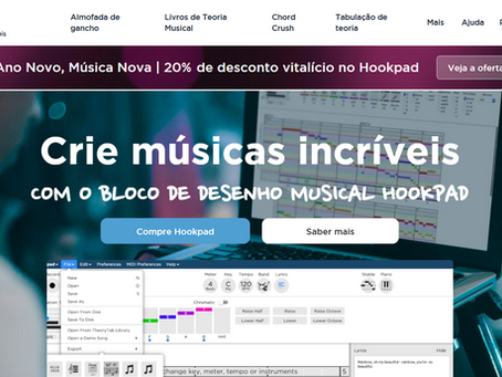 O Hooktheory é uma plataforma interativa que ensina teoria musical e composição através de um sistema visual intuitivo baseado em cores e graus da escala.