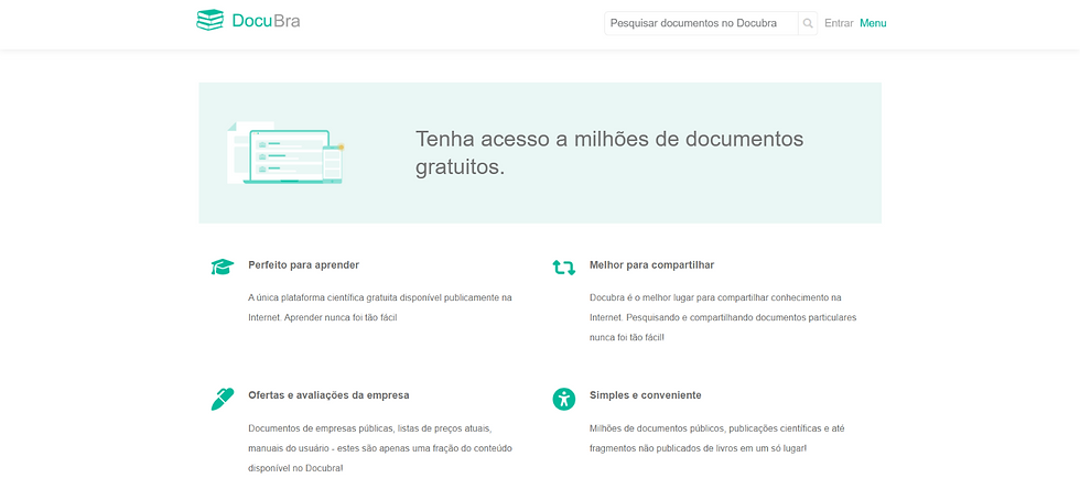 Docubra é um repositório público gratuito para compartilhar e acessar milhões de documentos, livros e publicações científicas online.