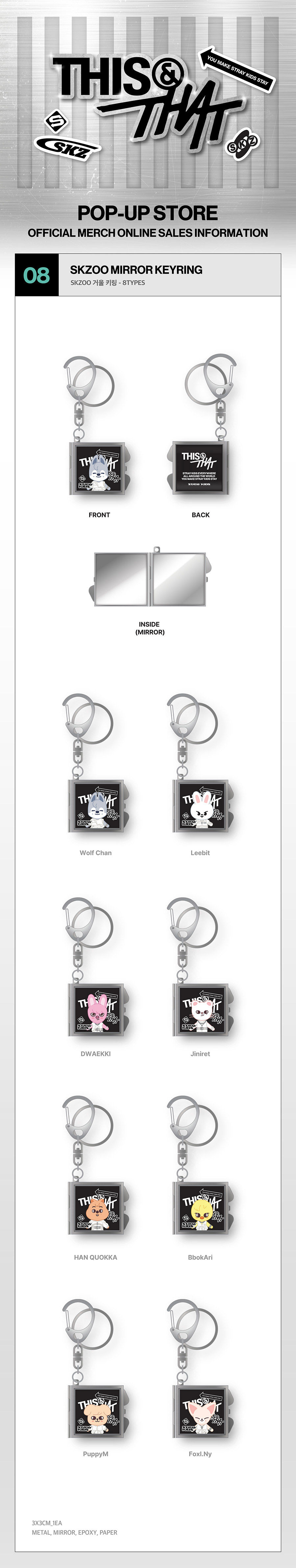 Thumbnail: [Pre Order][WEEK 1] STRAY KIDS THIS & THAT Goods - SKZOO MIRROR KEYRING