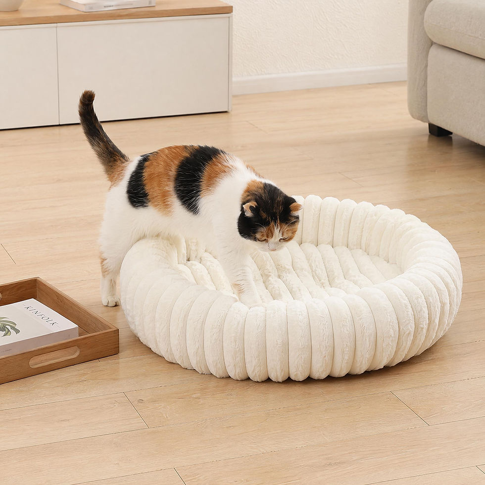 Miniatura: Warm Round Donut Cat Bed Ultra Soft Plush Pet Nest Cozy Deep Sleep Bed for Small