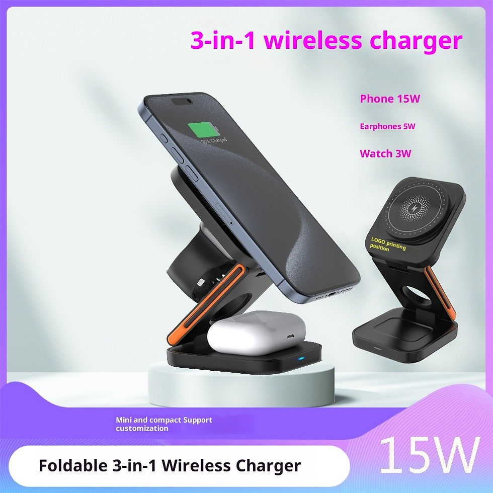 Miniatura: Carregador sem Fios Magnético 3 em 1 de 15 W