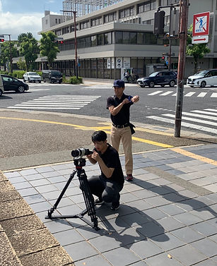 Behind-the-scenes photo of a video production shoot