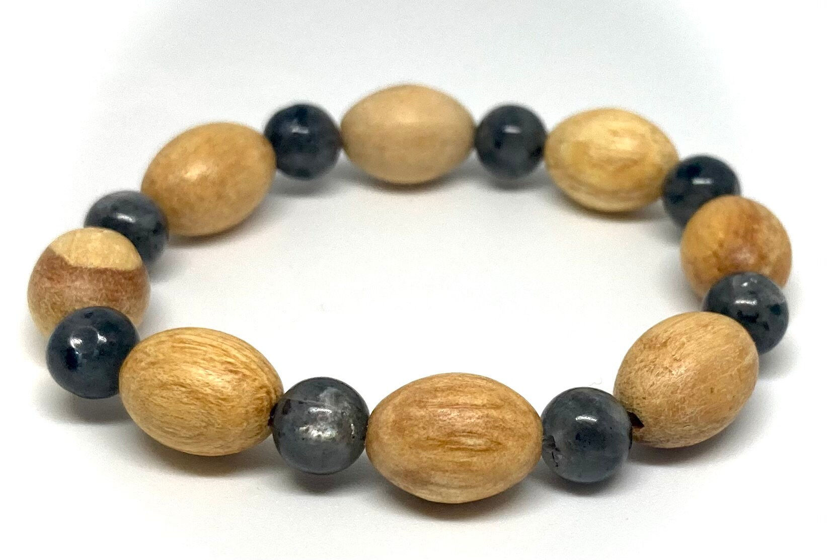 Palo Santo sacred wood bracelet oval bead and labradorite 8mm gemstone
