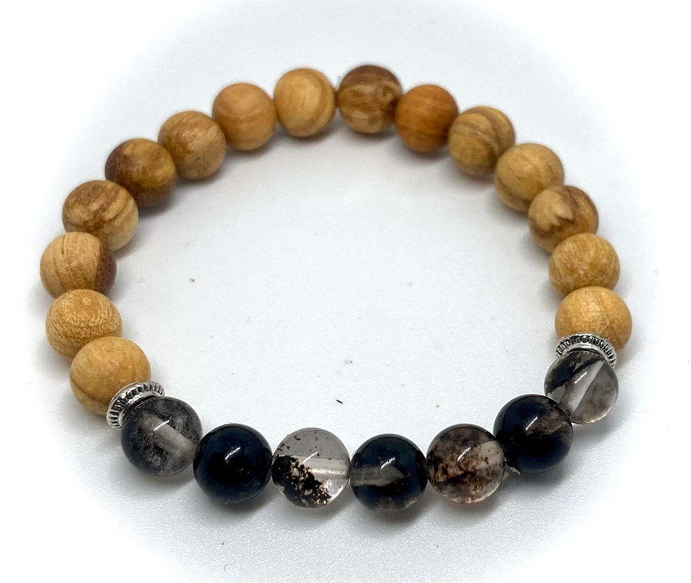 8mm Palo Santo sacred wood bracelet with rutilated quartz Gemstone