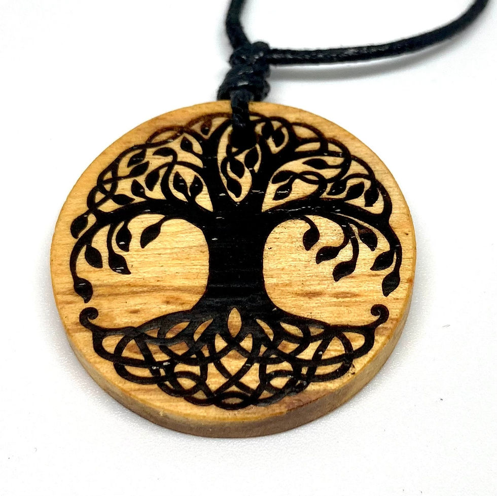 Round pendant palo santo Necklace laser engraved tree of life