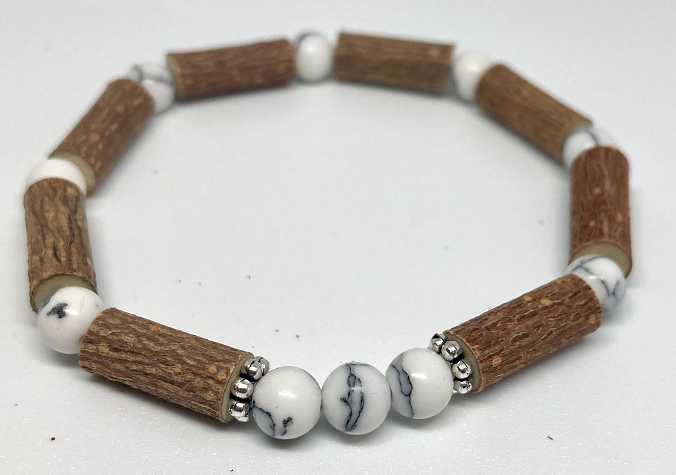 Thumbnail: 6mm Hazelwood and gemstone howlite bracelet