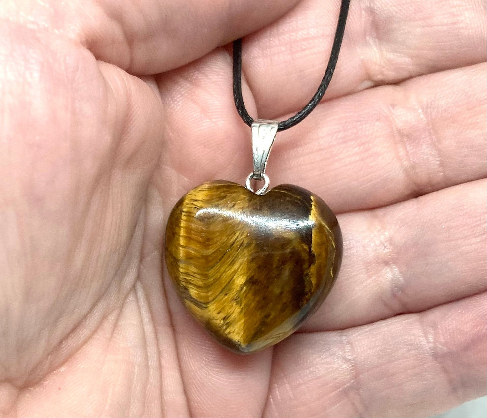 Thumbnail: Heart gemstone tiger eye pendant Necklace