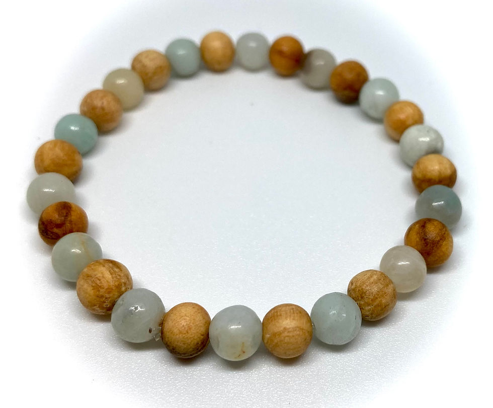 6mm Palo Santo sacred wood bracelet with Amazonite Gemstone 7 inch