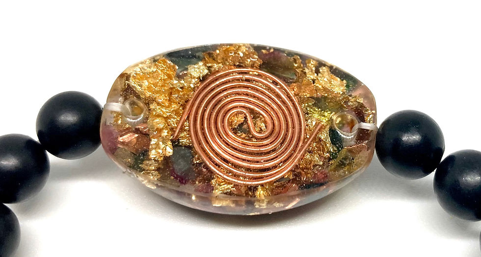 Thumbnail: Tourmaline orgonite bracelet gemstone made of Shungite 8mm beads