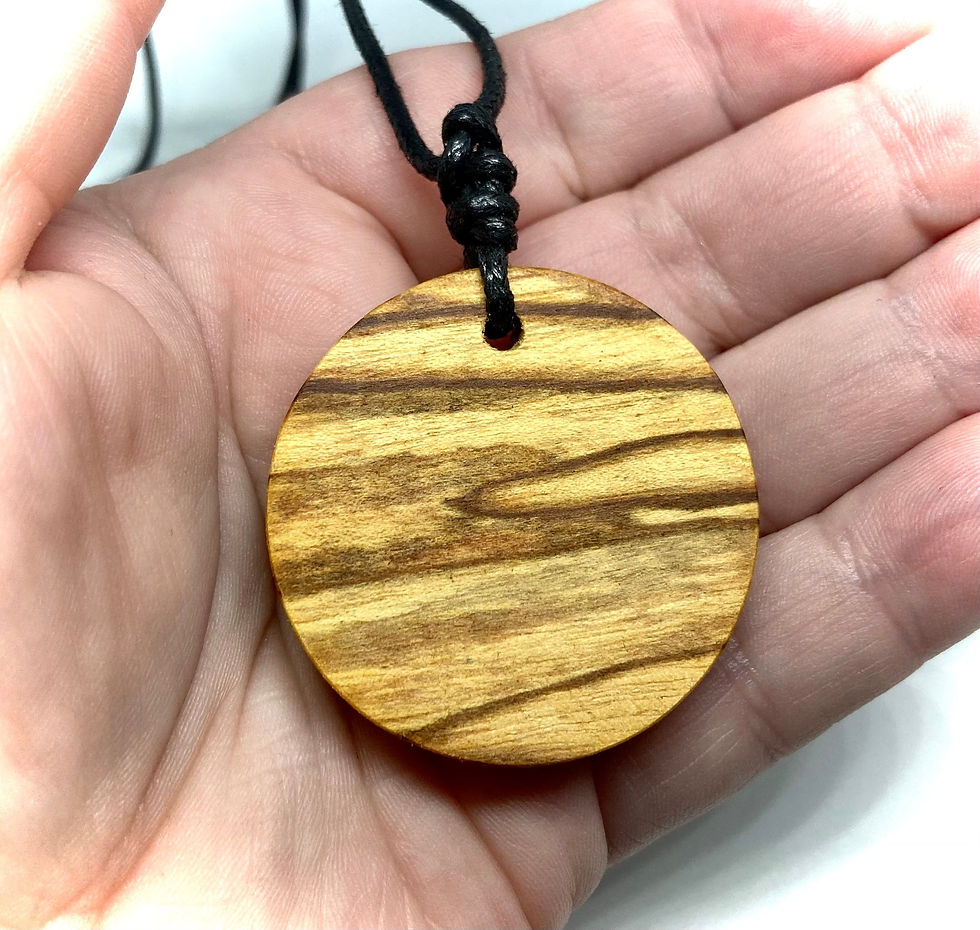 Thumbnail: Round pendant palo santo Necklace laser engraved flower of life