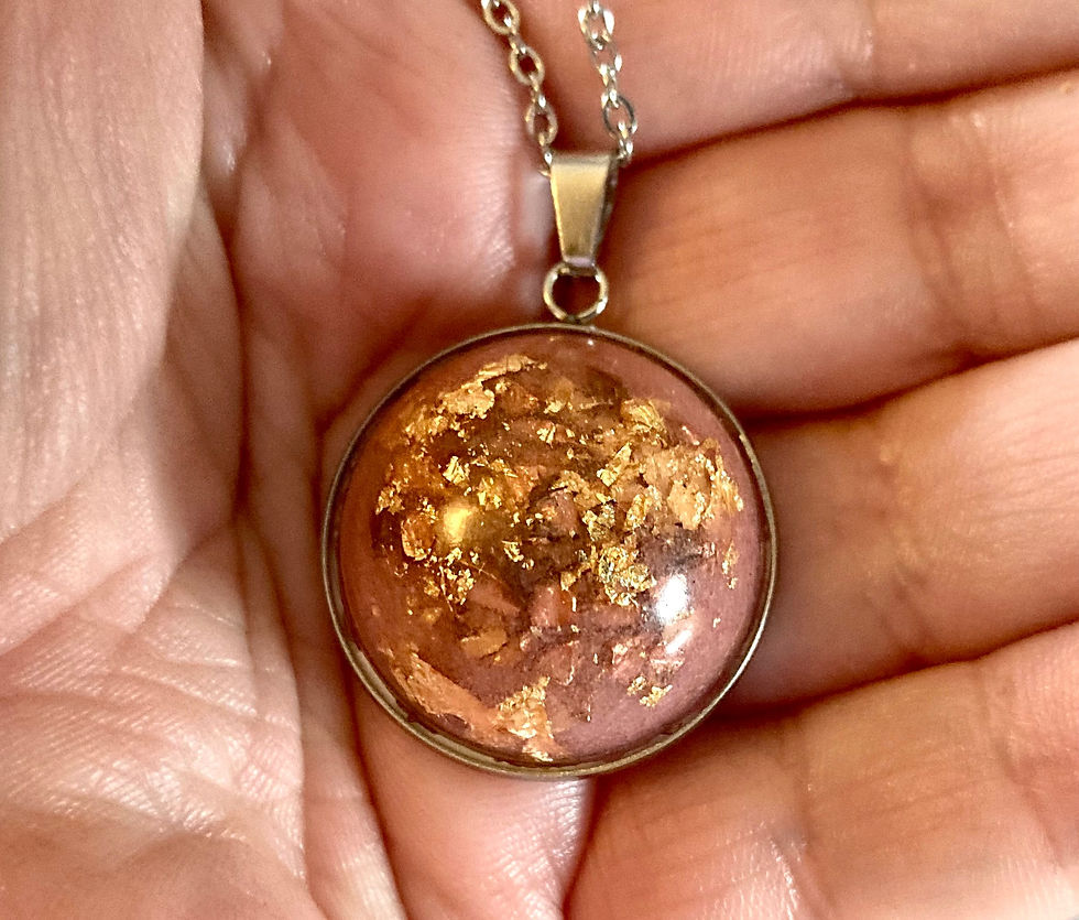 Thumbnail: Pink / rose quartz and cristal orgonite on 304 stainless setting with adjustable