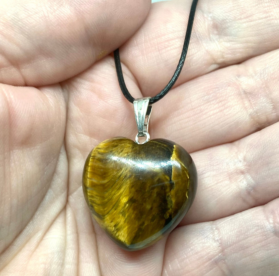 Thumbnail: Heart gemstone tiger eye pendant Necklace