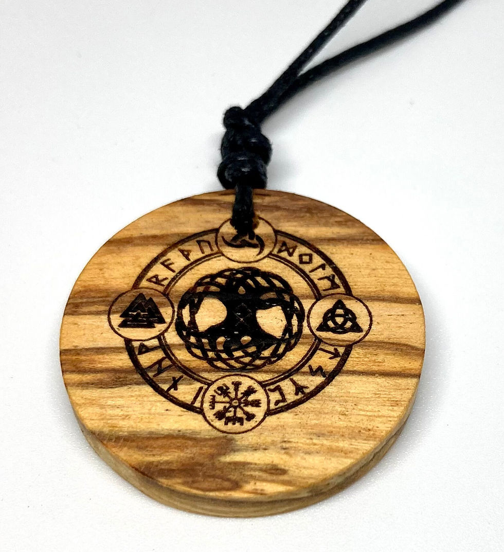 Round pendant palo santo Necklace laser engraved tree of life