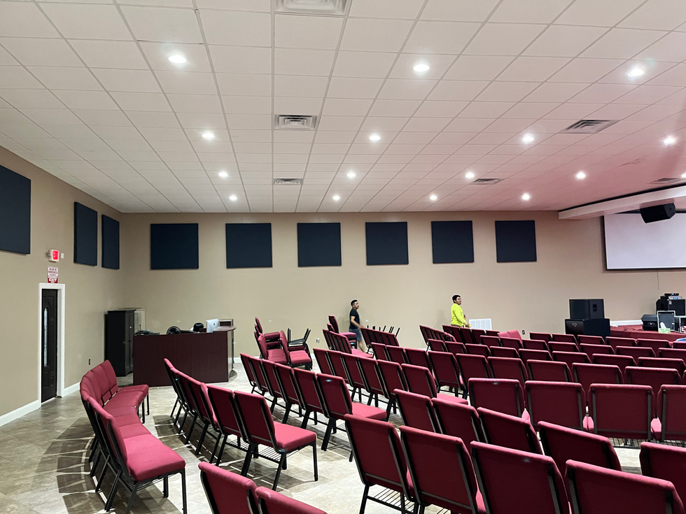 Wall-mounted acoustic panels for better sound clarity inside sanctuary