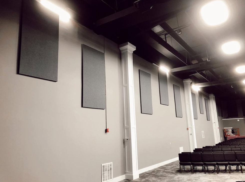 Wall-mounted acoustic treatment to enhance speech intelligibility and music clarity