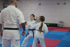 Children practising karate in a structured kids class at Soaring Eagle Karate in Keighley