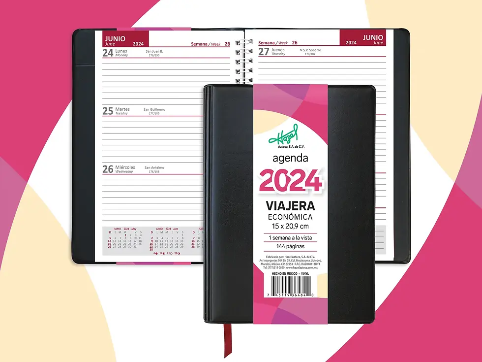 AGENDA 2024 HAZEL ECONOMICA VIAJERA 15 X 20,9 CM NEGRO