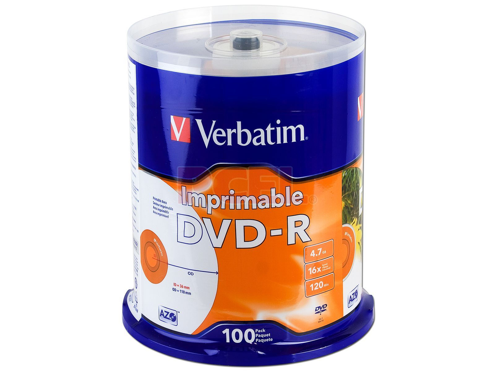 DISCO DVD-R IMPRIMIBLE VERBATIM 4.7GB 16X TORRE 100P 95153
