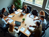 leadership team sitting around the table in discussion