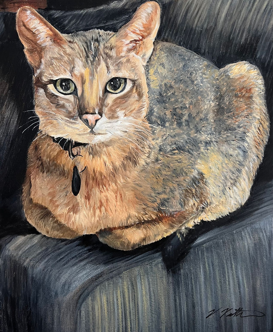 Oil painting of Abyssinian cat