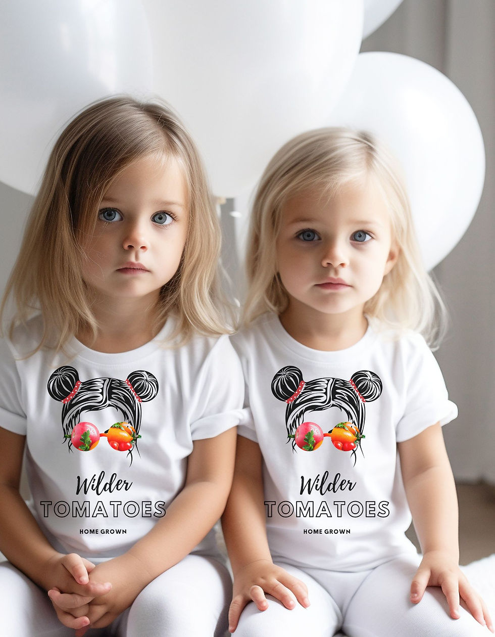 Youth Tomato Shirt, Summer Shirt, Family Match, Messy Bun