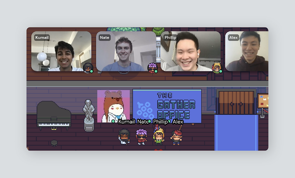 A screenshot of the Gather workspace from an aerial view. 