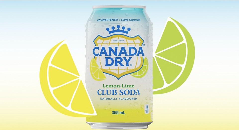Canada Dry visual asset featuring the Canada Dry Lemon-Lime club soda can and citrus slice illustrations.