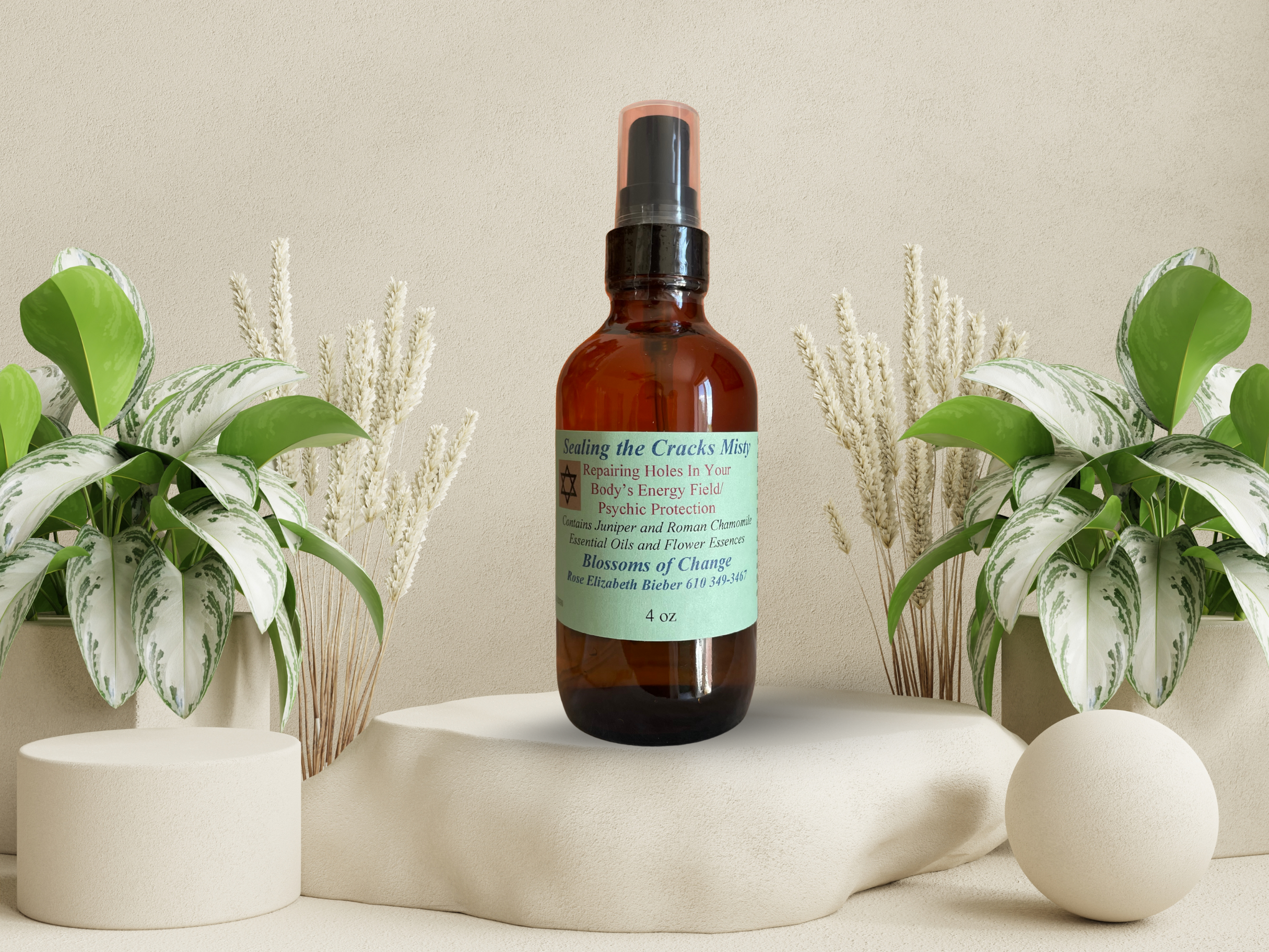 Essential Oil Aromatherapy Spray in a 4 oz amber glass bottle with juniper and roman chamomile
