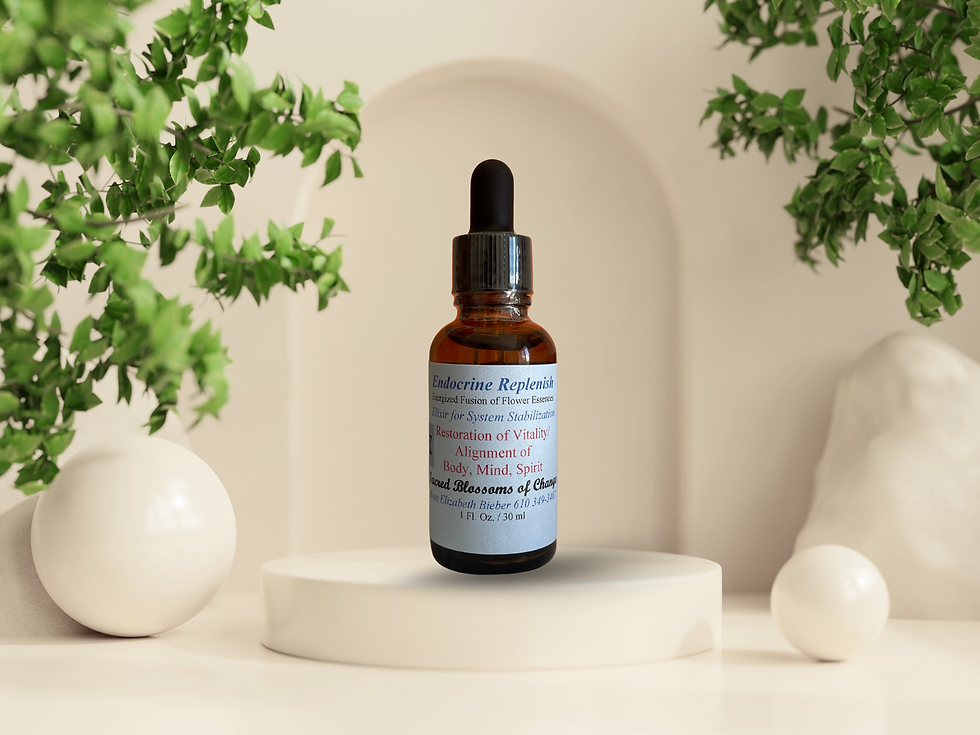 Flower Essence Blend in a 1 oz amber glass bottle with dropper for system stabilization