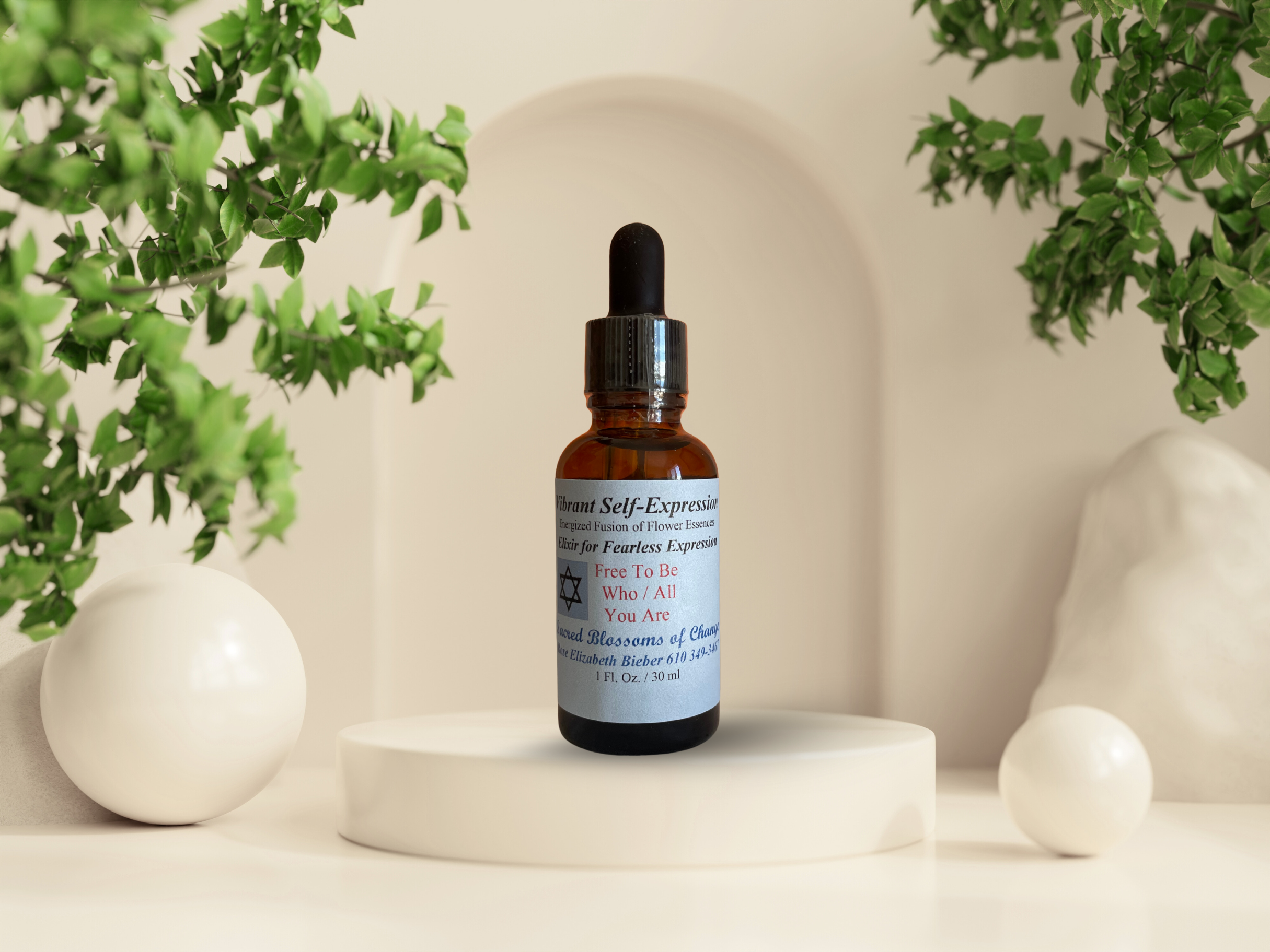 Flower Essence Blend in a 1 oz amber glass bottle with dropper for fearlessness