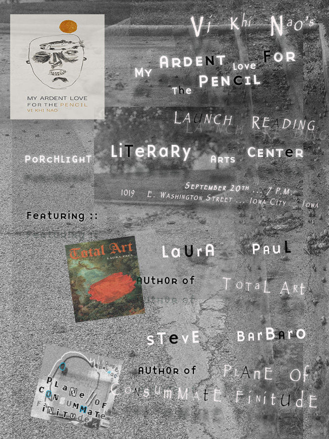 A Book Launch reading for Vi Khi Nao, including guests Laura Paul and Steve Barbaro