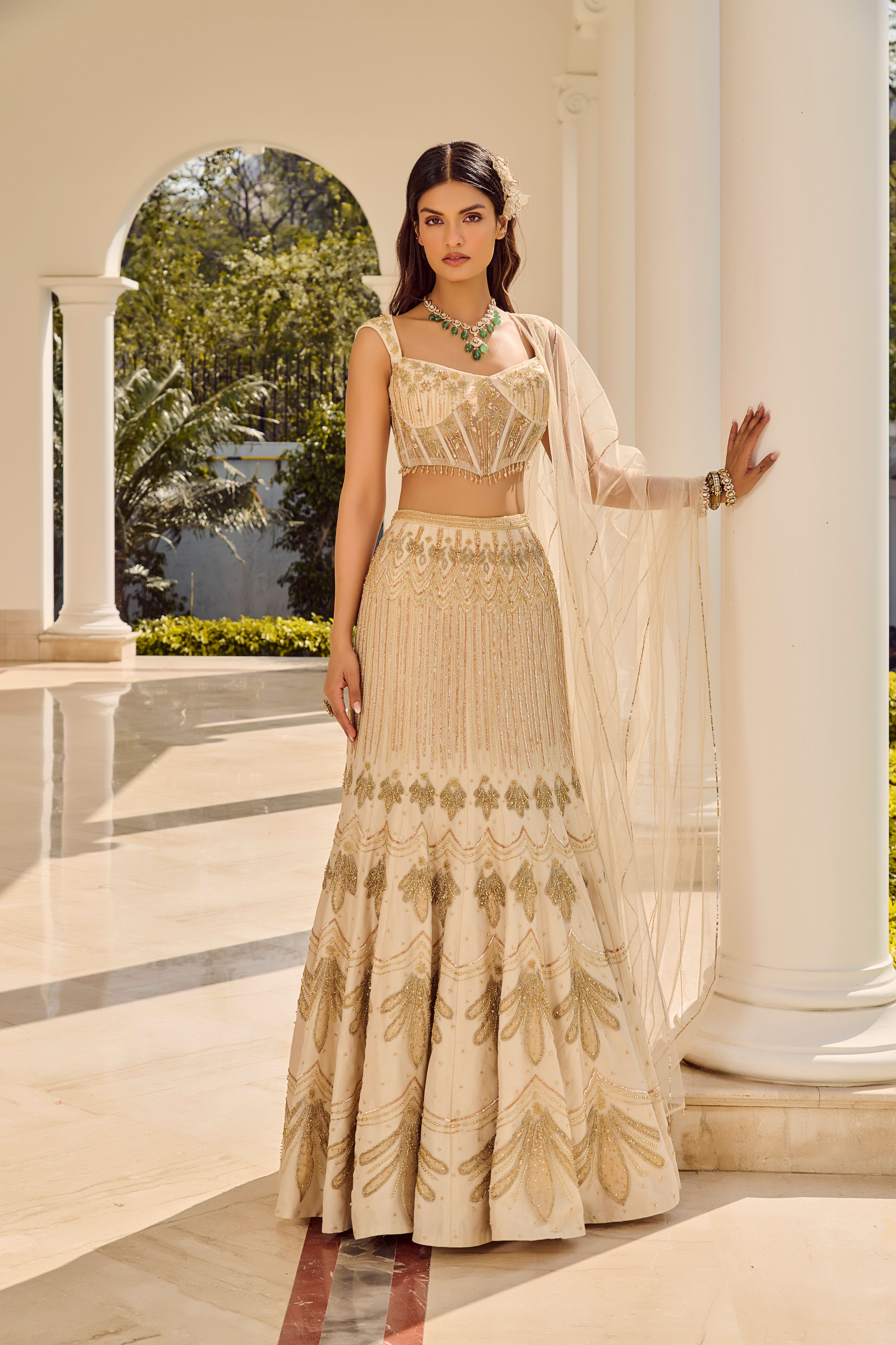 DUSTY IVORY LEHENGA SET