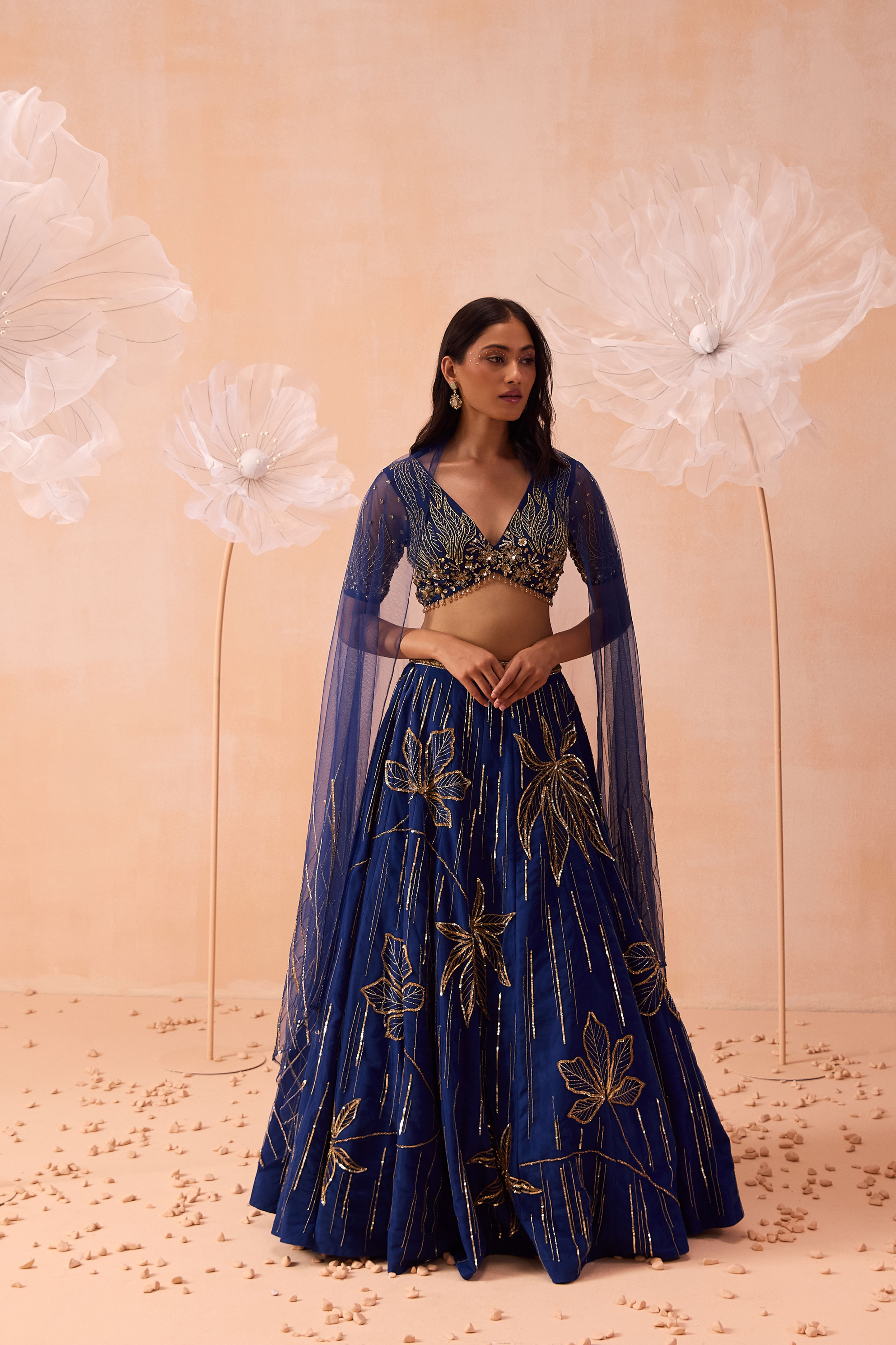 INDIGO FLORAL LEHENGA SET