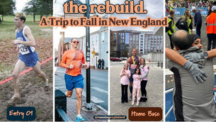 A blog thumbnail that consists of a runner in 4 different seasons of his running journey