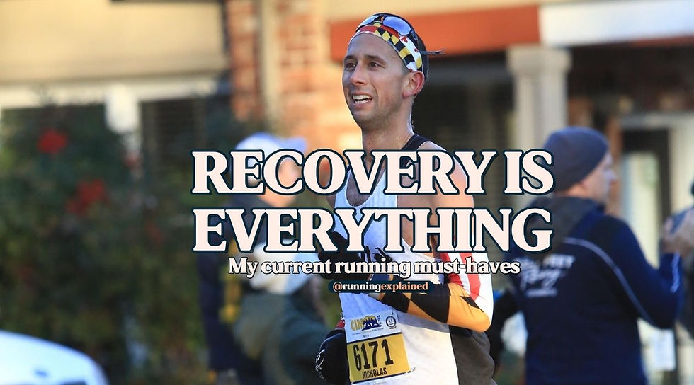 A runner in the marathon focusing on his recovery so he can perform best during the race