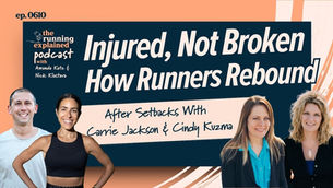 Thumbnail of a podcast episode talking about the mental side of running injuries