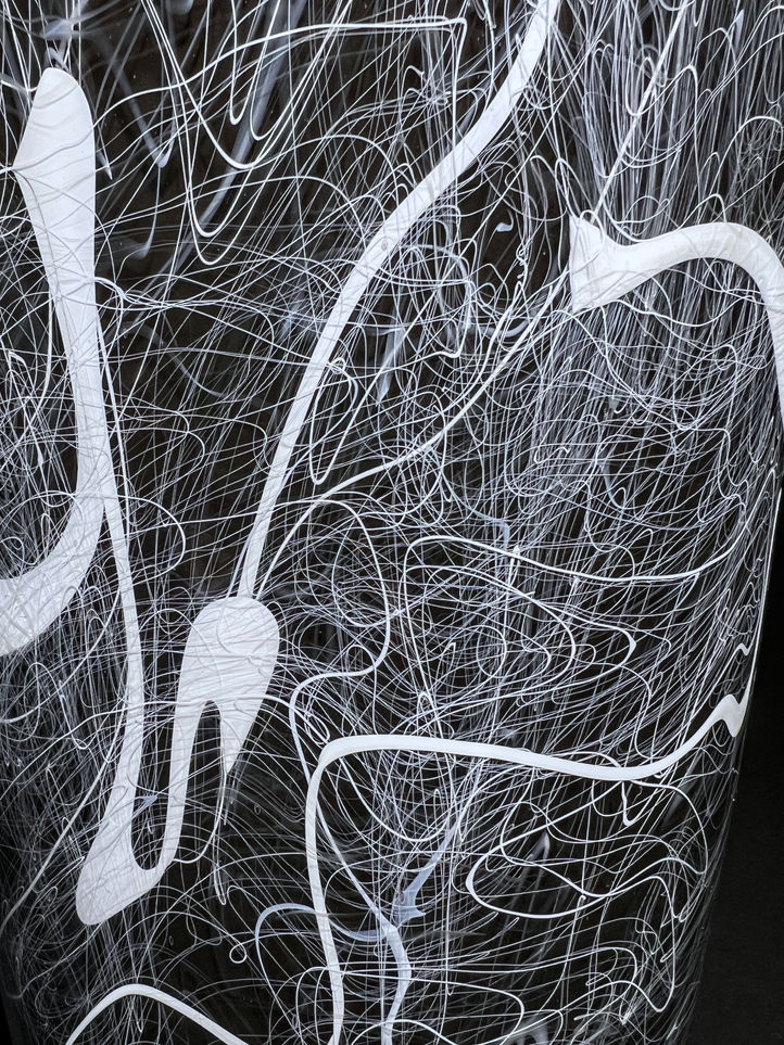 peter tietbohl glassbypeter black brocade glass vase