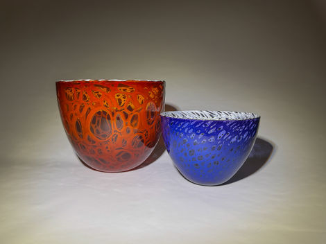 peter tietbohl glassbypeter blue murrine glass bowl