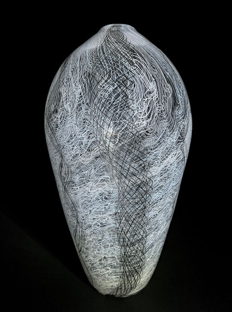 peter tietbohl glassbypeter black brocade glass vase
