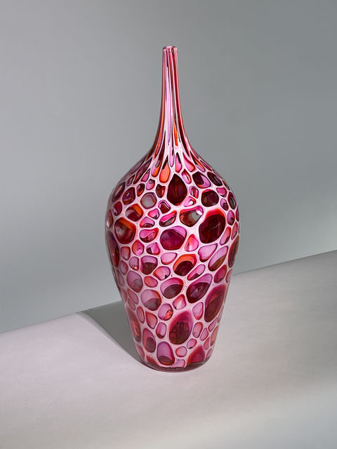 peter tietbohl glassbypeter glass vase pink mixed murrine