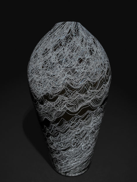 peter tietbohl glassbypeter black brocade glass vase